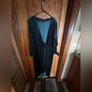 Eloquii Teal Velvet Wrap Dress